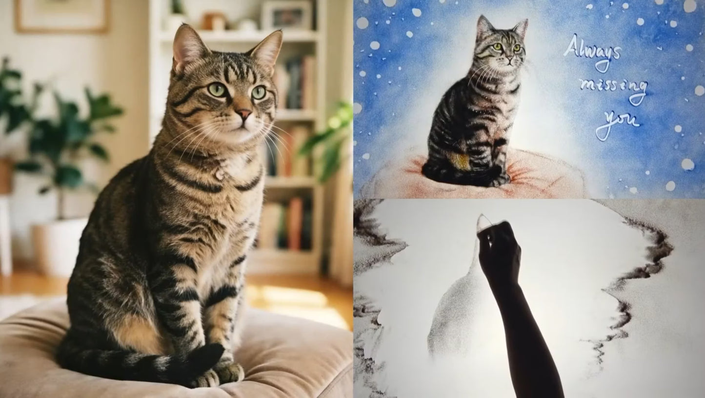 Handmade Custom Pet Portrait Sand Art Video