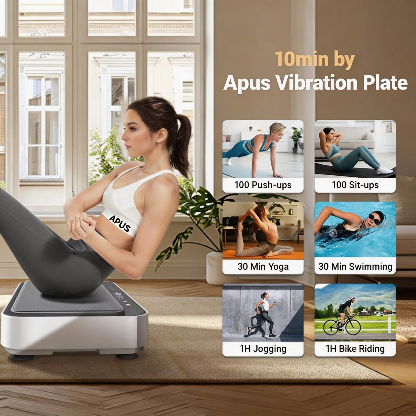 Apus V30 Vibration Plate Exercise Machine with Resistance Bands