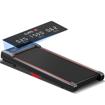 Portable treadmill with digital display on a white background