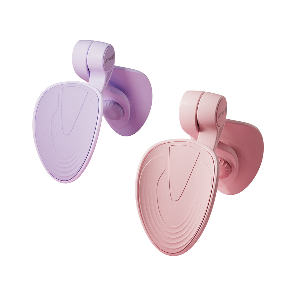 Two silicone cup holders, one purple and one pink, on a white background.