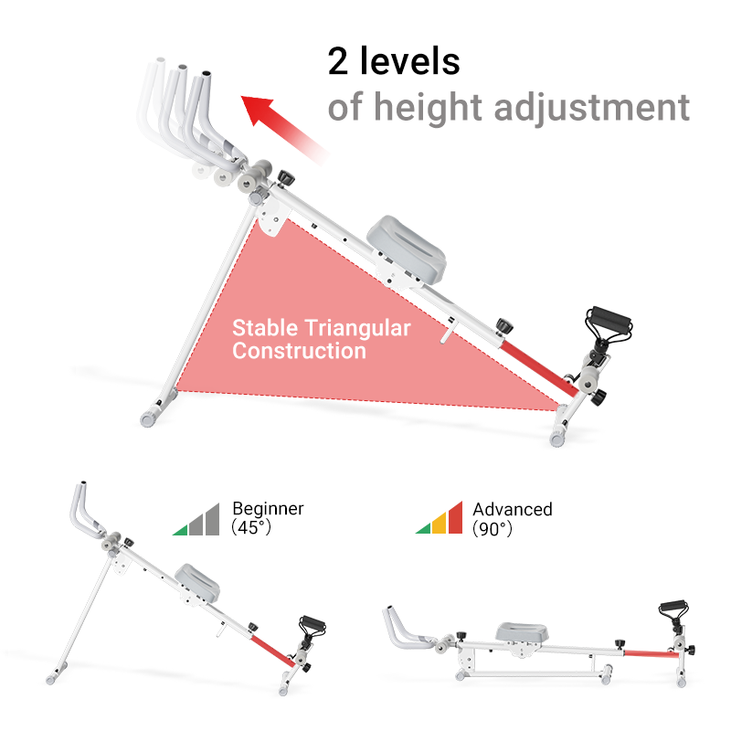 Exerciser with height adjustment levels on a white background