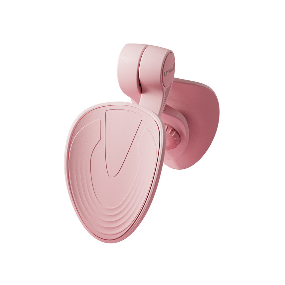 Pink wireless earbuds on a white background