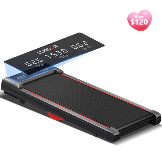Portable treadmill with digital display on a white background